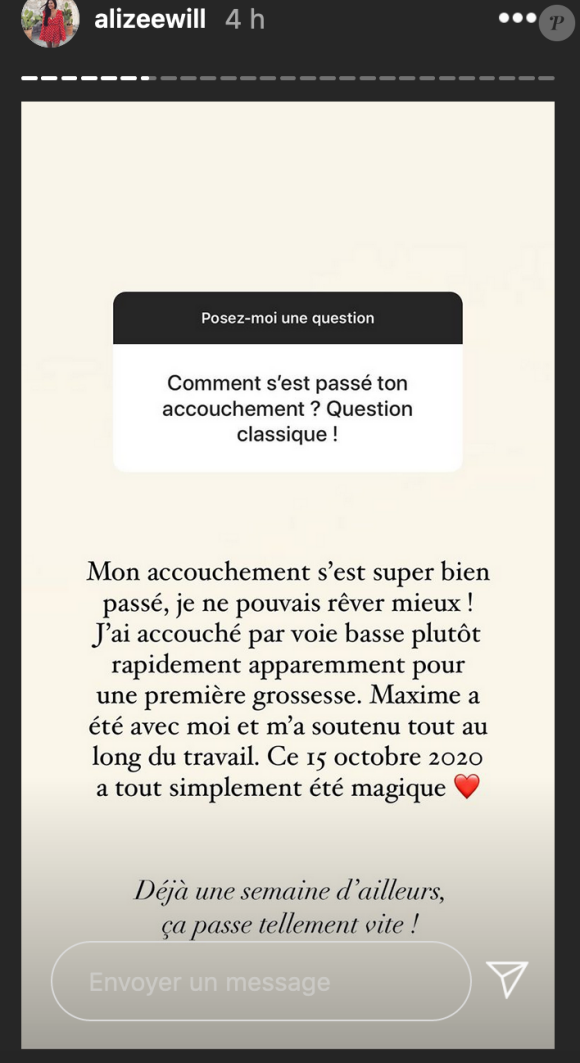 Alizée et Maxime (Pékin Express) sont devenus parents pour la première fois le 15 octobre 2020 - Instagram