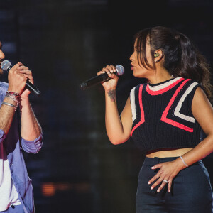 Exclusif - Amir (Amir Haddad) et Amel Bent - Scène - Enregistrement de l'émission "Tous ensemble pour la musique" pour la fête de la musique 2020 à l'AccorHotels Arena à Paris le 18 juin 2020. © Cyril Moreau / Veeren Ramsamy / Bestimage