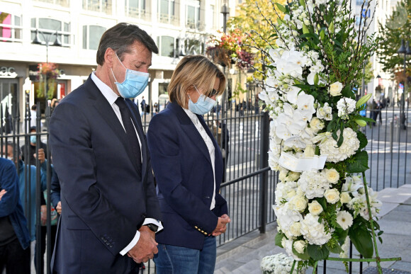 Christian Estrosi, le maire de Nice, et sa femme Laura Tenoudji Estrosi sont venus se recueillir sur le parvis de la Basilique Notre Dame de l'Assomption, le 30 octobre 2020, le lendemain de l'attentat qui a coûté la vie à 3 personnes. © Bruno Bebert / Bestimage
