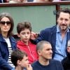 Guillaume Gallienne avec sa femme Amandine et leur fils Tado dans les tribunes de la finale homme des internationaux de France de Roland Garros à Paris le 5 juin 2016. © Moreau-Jacovides / Bestimage