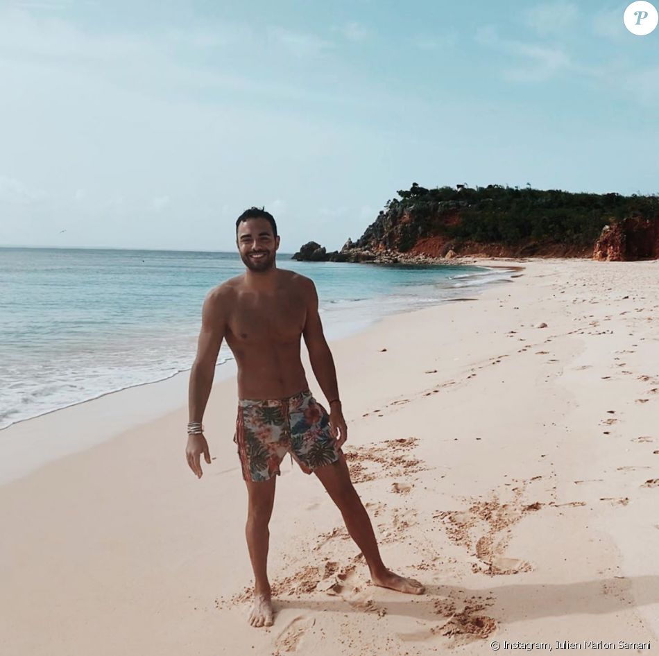 Julien Marlon Samani Les Princes De L amour Julien Marlon Samani sur la plage de Tintamarre à Saint-Martin, en août  2020. - Purepeople