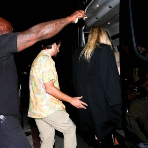 Exclusif - Scott Disick et le mannequin Megan Blake Irwin quittent "La Peer Hotel" à West Hollywood le 16 octobre 2020.