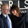Sophie Marceau et son compagnon Christophe Lambert - Arrivee des people au defile Giorgio Armani Haute Couture Printemps/Ete 2014 au Palais de Tokyo a Paris, le 21 janvier 2014.