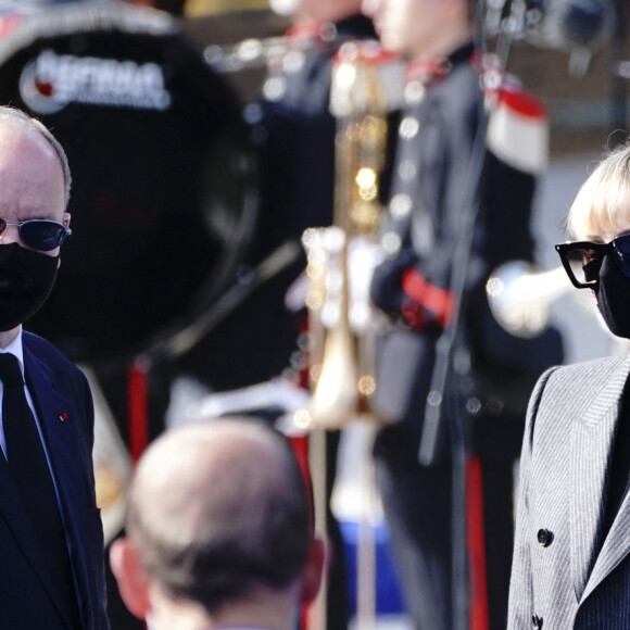 le prince Albert II de Monaco - La princesse Charlène de Monaco - Cérémonie d'hommage national aux victimes de l'attentat terroriste du 29 octobre 2020 au sommet de la Colline du Château à Nice le 7 novembre 2020. © Norbert Scanella / Panoramic / Bestimage