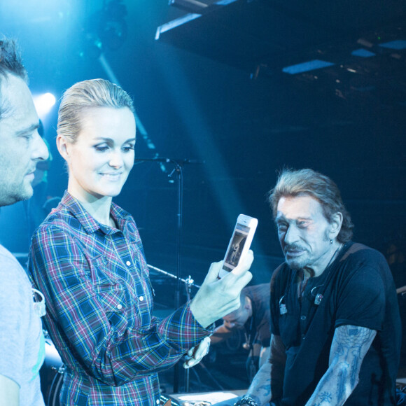 Exclusif - Bernard Schmitt, David et Laeticia Hallyday - Repetitions du premier concert de la tournee "Born Rocker Tour" de Johnny Hallyday au POPB de Bercy a Paris. Le 14 juin 2013