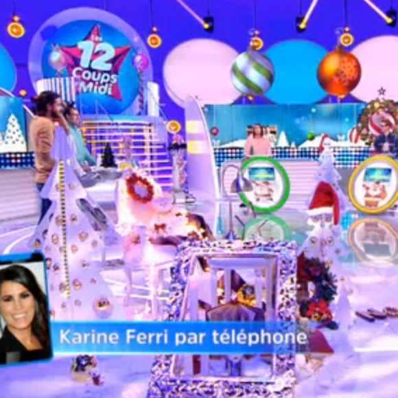 Jean-Luc Reichmann au téléphone avec Karine Ferri dans "Les 12 coups de midi" - TF1, 25 novembre 2020