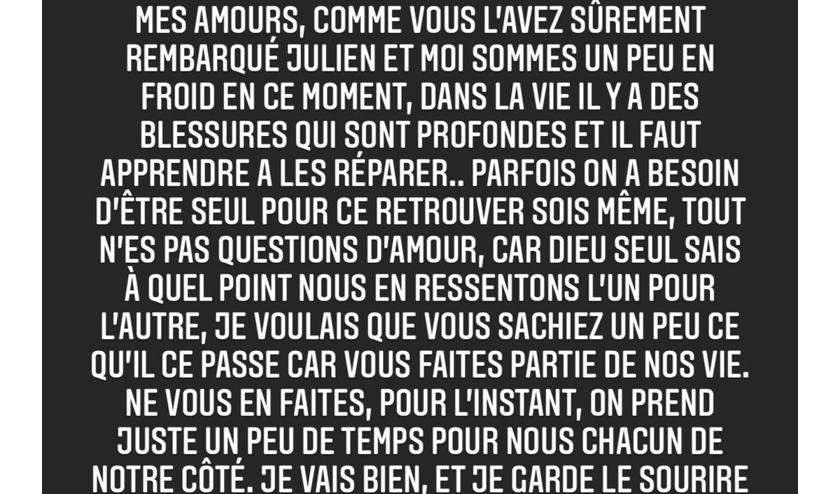 Julien Bert le coeur en miettes et Hilona en larmes :