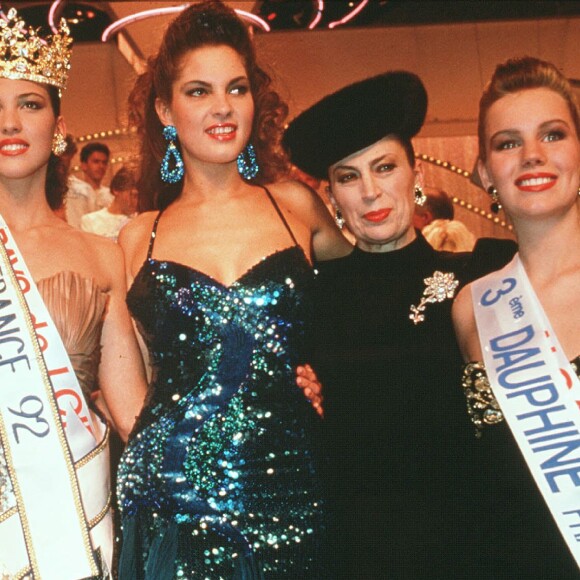 Archives - Geneviève de Fontenay, Mareva Georges, Miss France 1991 et Linda Hardy, Miss France 1992