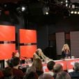 Exclusif - La chanteuse Régine, Marc Lambron, Arielle Dombasle, Helena Noguerra et Laurent Ruquier lors de l'enregistrement de l'émission de radio "Les Grosses Têtes" sur RTL à Paris. Le 22 janvier 2020   