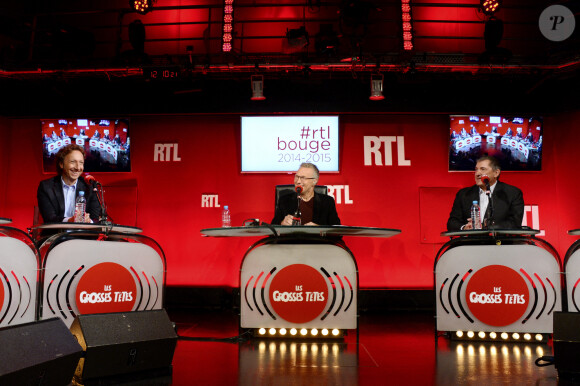 Stéphane Bern, Laurent Ruquier et Yves Calvi - Conférence de rentrée de RTL à Paris. Le 4 septembre 2014