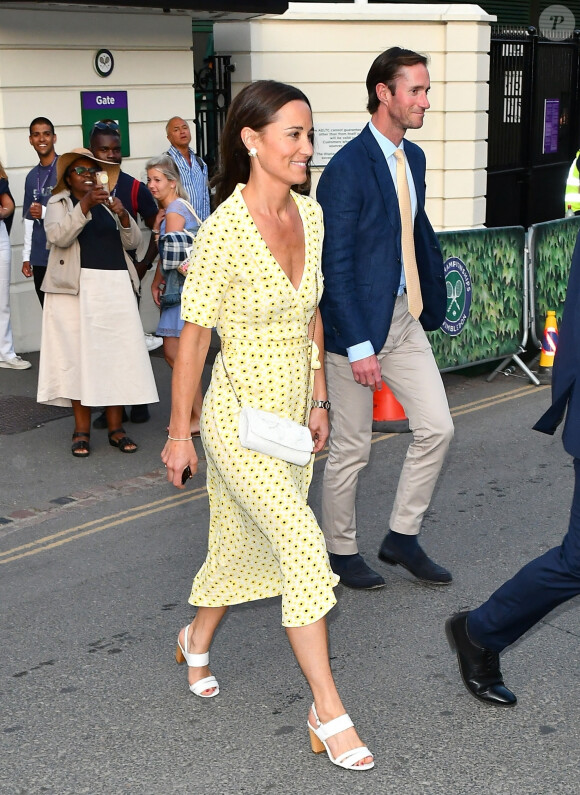 Pippa Middleton et son mari James Matthews - Les célébrités quittent Wimbledon à Londres, le 12 juillet 2019.