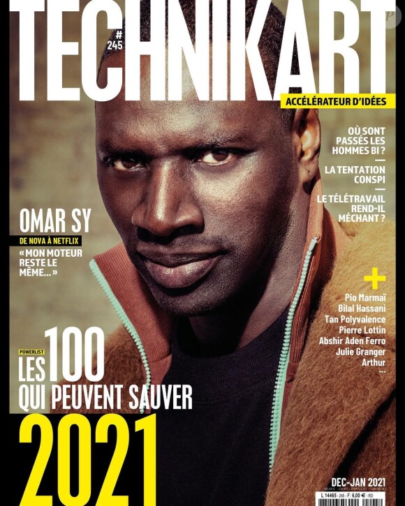 Omar Sy en couverture du magazine "Technikart", numéro de décembre-janvier 2021.