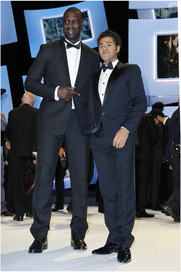 Omar Sy et Jamel Debbouze (president des Cesar 2013) - 38 eme Ceremonie des Cesar au theatre du Chatelet a Paris le 22 fevrier 2013 