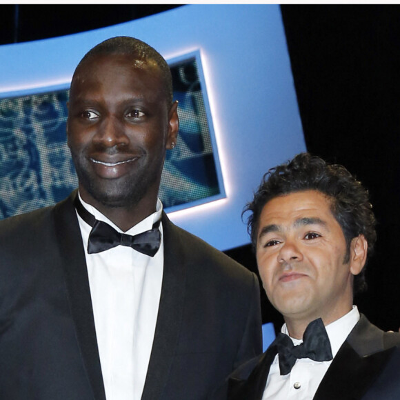 Omar Sy et Jamel Debbouze (president des Cesar 2013) - 38 eme Ceremonie des Cesar au theatre du Chatelet a Paris le 22 fevrier 2013 