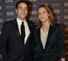 Julian Bugier et sa femme Claire Fournier lors de la soirée "L'homme de l'année GQ 2014" au Musée d'Orsay, à Paris.