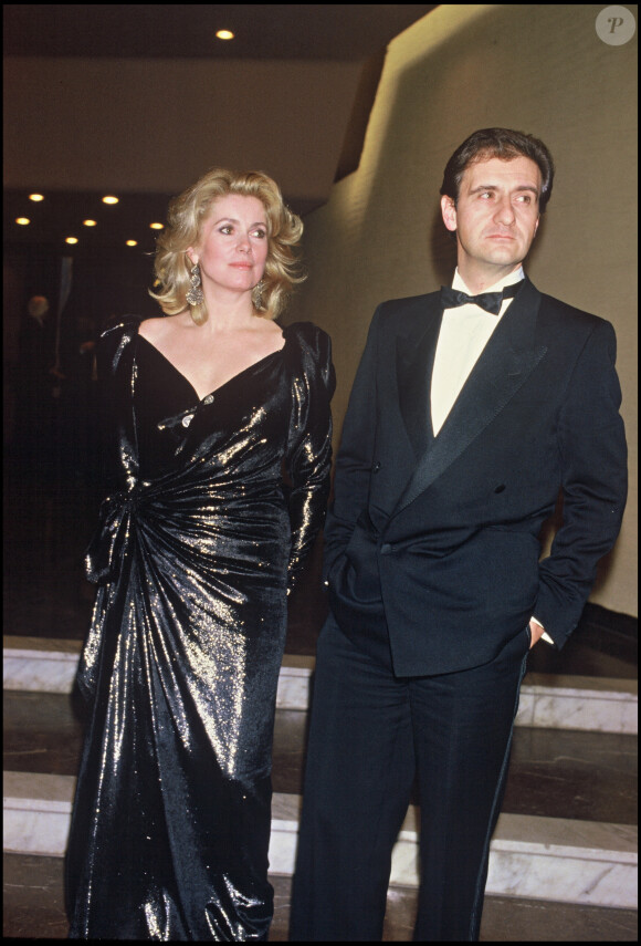 Archives - Catherine Deneuve et Pierre Lescure lors d'une soirée pour la sortie du film "Subway" en 1985.