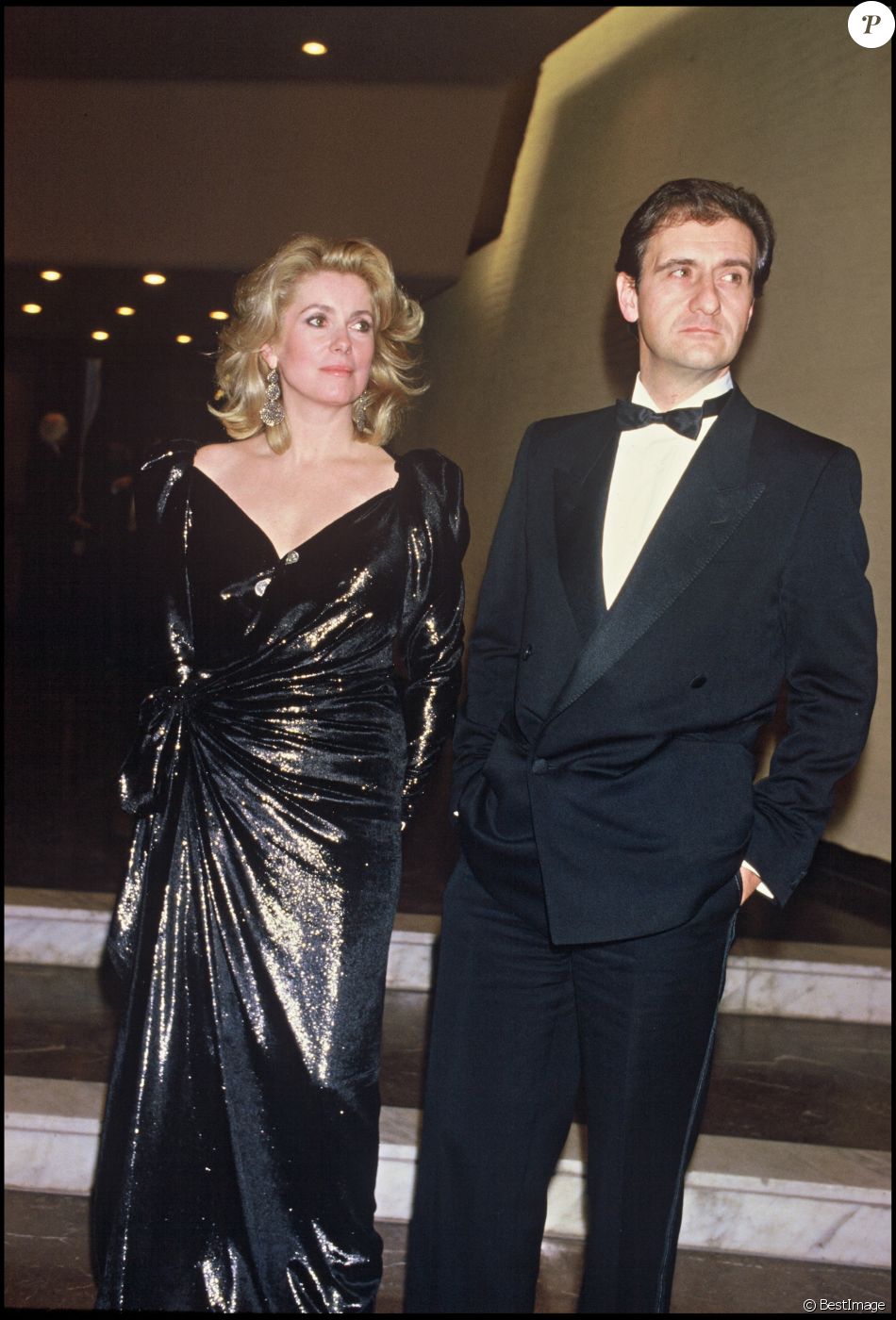 Archives - Catherine Deneuve et Pierre Lescure lors d'une soirée pour la sortie du film "Subway" en 1985.