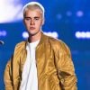 Justin Bieber en concert à Calgary lors de sa tournée "Purpose World Tour", le 13 juin 2016.