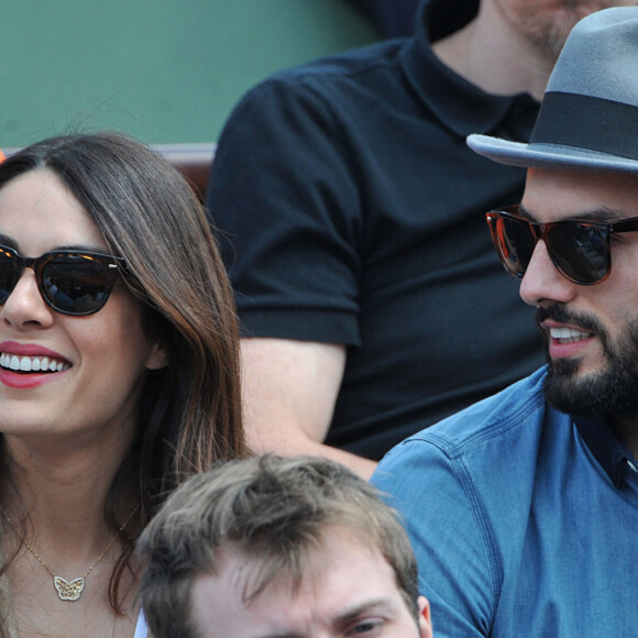 Sofia Essaïdi et son compagnon Adrien Galo - People aux Internationaux de France de tennis de Roland Garros à Paris, le 5 juin 2014.