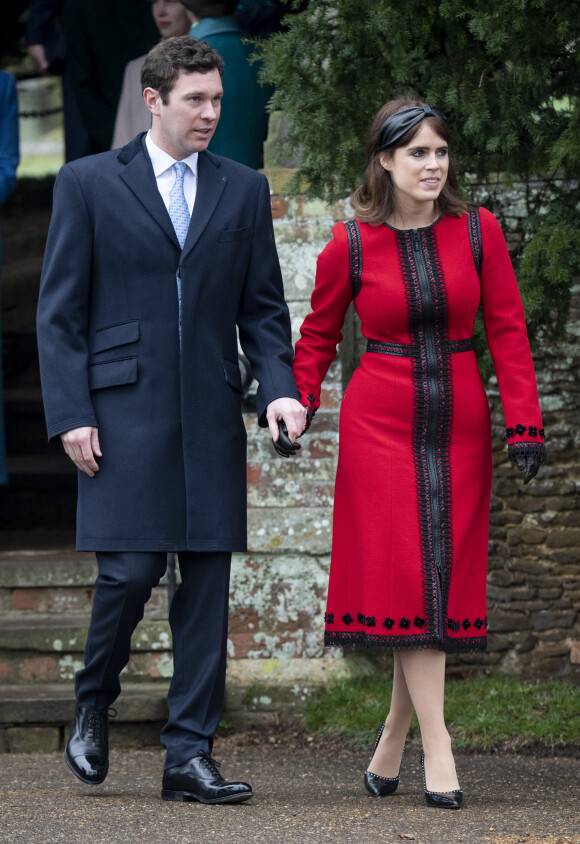 La princesse Eugénie d'York et son mari Jack Brooksbank - La famille royale britannique se rend à la messe de Noël à l'église Sainte-Marie-Madeleine à Sandringham, le 25 décembre 2018.