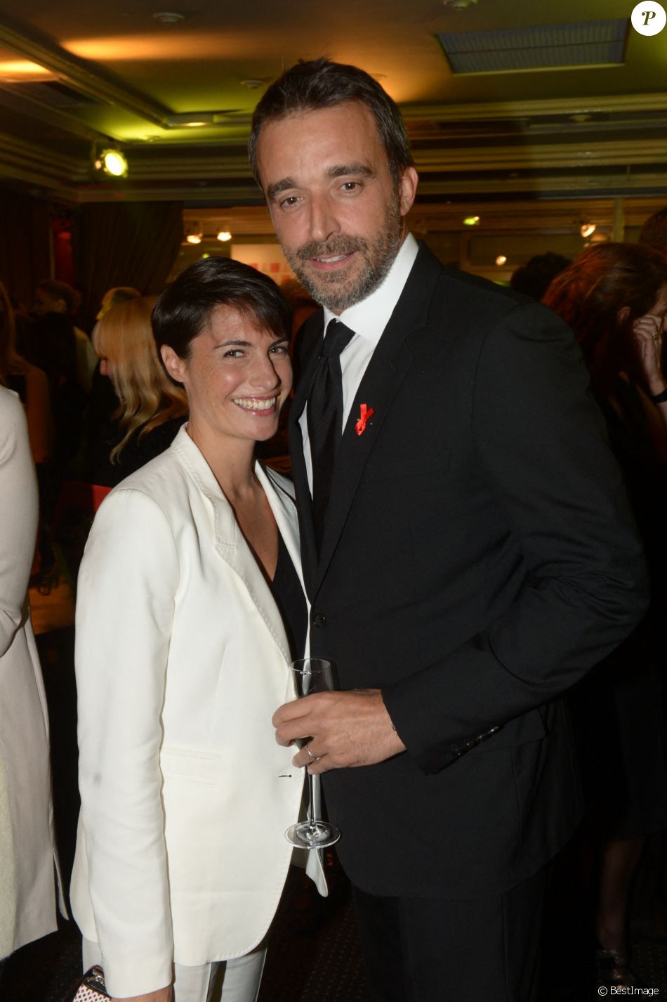 Archives - Alessandra Sublet et son mari Clément Miserez - Dîner de la mode pour le Sidaction au pavillon d'Armenonville à Paris. Le 23 janvier 2014