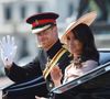 Le prince Harry, duc de Sussex, et Meghan Markle, duchesse de Sussex - Les membres de la famille royale britannique lors du rassemblement militaire "Trooping the Colour" (le "salut aux couleurs"), célébrant l'anniversaire officiel du souverain britannique. Cette parade a lieu à Horse Guards Parade, chaque année au cours du deuxième samedi du mois de juin.