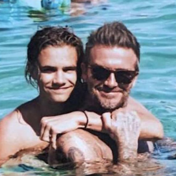 Romeo Beckham et son père David Beckham. Janvier 2021.
