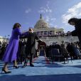 Kamala Harris et son mari Douglas Emhoff à la cérémonie d'investiture du 46ème président des États-Unis et de la vice-présidente au Capitole à Washington. Le 20 janvier 2021.