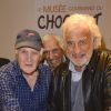 Rémy Julienne, Charles Gérard et Jean-Paul Belmondo - Lancement du "Wall of fame de Choco-Story" avec l'empreinte en chocolat des mains de célébrités au musée gourmand du chocolat. © Coadic Guirec/Bestimage
