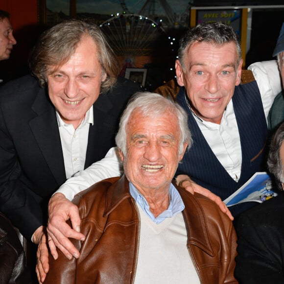 Exclusif - Charles Gérard, Dimitri Naïditch, Jean-Paul Belmondo, Patrick Dupond, Rémy Julienne et Daniel Russo - Dîner privé en l'honneur de Jean-Paul Belmondo à La Chope des Puces à Saint-Ouen le 27 février 2017. © Coadic Guirec/Bestimage