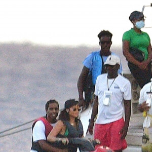 Exclusif - Rihanna et A$AP Rocky s'éclatent en vacances à la Barbade. Le 28 décembre 2020. Ils ont passé les fêtes de Noël ensemble et profité de moments de tendresse sur un yacht.