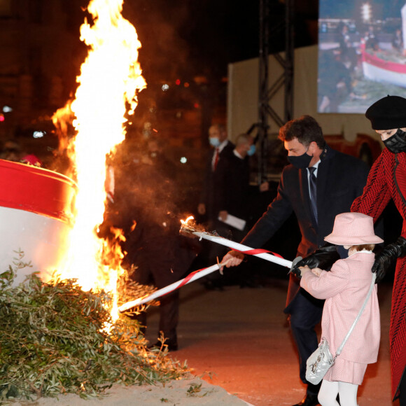 Le prince Albert II de Monaco, sa femme la princesse Charlene et leurs enfants le prince héréditaire Jacques et la princesse Gabriella durant la célébration de la Sainte Dévote, Sainte patronne de Monaco, à Monaco le 26 janvier 2021. © Claudia Albuquerque /Bestimage