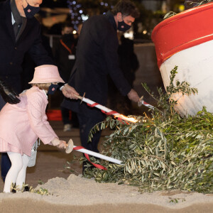 Le prince Albert II de Monaco, sa femme la princesse Charlene et leurs enfants le prince héréditaire Jacques et la princesse Gabriella durant la célébration de la Sainte Dévote, Sainte patronne de Monaco, à Monaco le 26 janvier 2021. © Olivier Huitel / Pool Monaco /Bestimage
