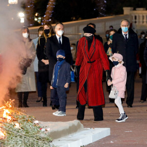 Le prince Albert II de Monaco, sa femme la princesse Charlene et leurs enfants le prince héréditaire Jacques et la princesse Gabriella durant la célébration de la Sainte Dévote, Sainte patronne de Monaco, à Monaco le 26 janvier 2021. © Claudia Albuquerque /Bestimage