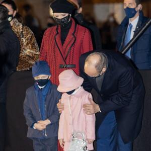 Le prince Albert II de Monaco, sa femme la princesse Charlene et leurs enfants le prince héréditaire Jacques et la princesse Gabriella durant la célébration de la Sainte Dévote, Sainte patronne de Monaco, à Monaco le 26 janvier 2021. © Olivier Huitel / Pool Monaco /Bestimage