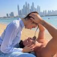Nabilla Benattia et Thomas Vergara à la plage, à Dubaï, janvier 2021