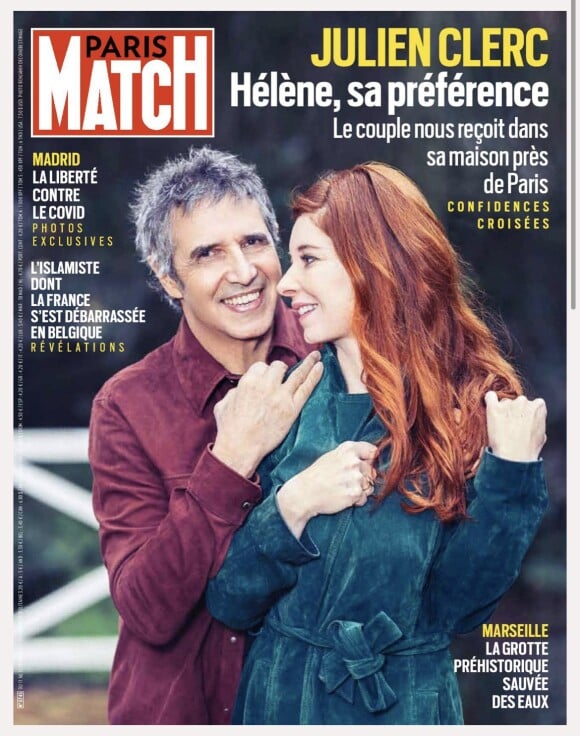 Julien Clerc et sa femme Hélène Grémillon en couverture de "Paris Match", numéro du 11 février 2021.