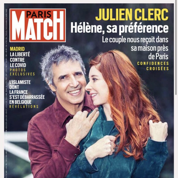 Julien Clerc et sa femme Hélène Grémillon en couverture de "Paris Match", numéro du 11 février 2021.