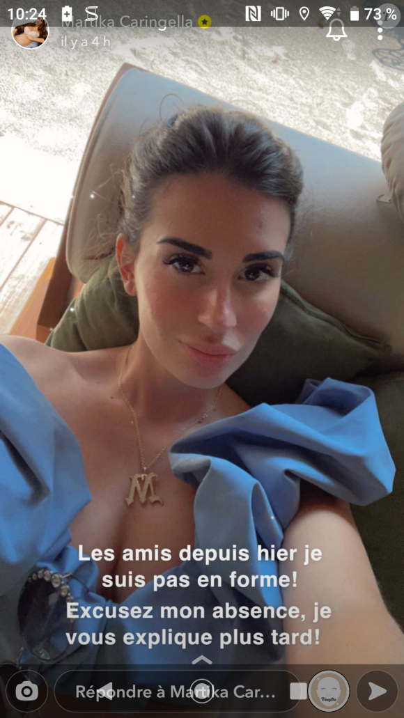 Martika Caringella dévoile qu'elle a fait un malaise le 11 février 2021 - Snapchat, le 12 février