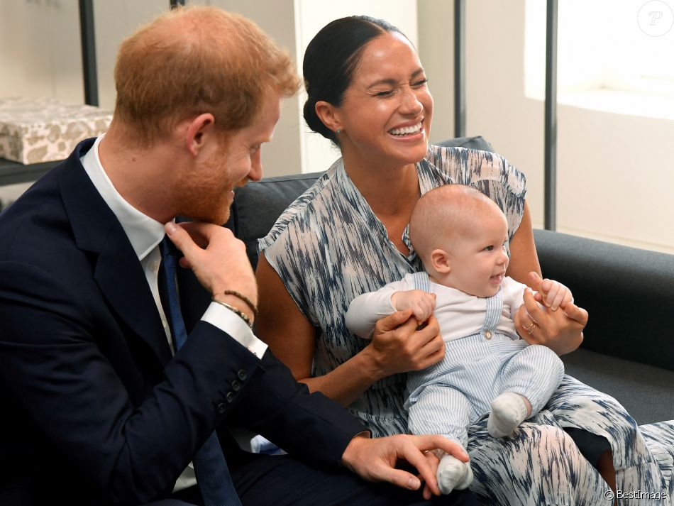Le prince Harry, duc de Sussex, et Meghan Markle, duchesse de Sussex, avec leur fils Archie ont rencontré l'archevêque Desmond Tutu et sa femme à Cape Town, Afrique du Sud. Le 25 septembre 2019.