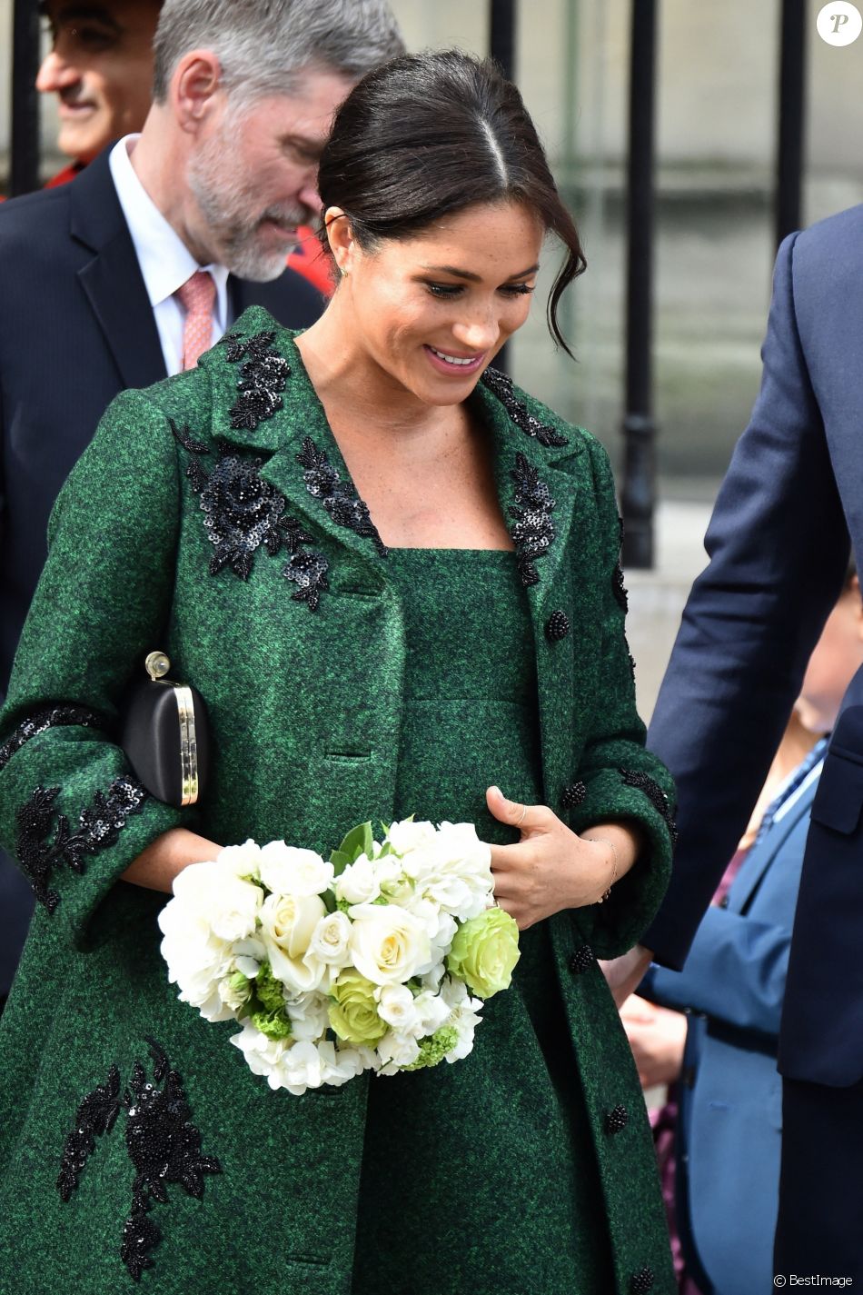 Meghan Markle, duchesse de Sussex, enceinte, à la sortie de Canada House après une cérémonie pour la Journée du Commonwealth à Londres le 11 mars 2019.