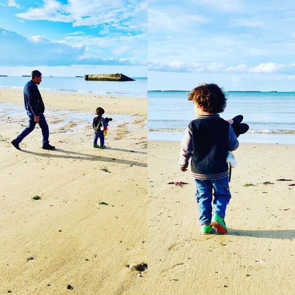 Le compagnon de Jessie Fasano et leur fils Léo en Normandie, le 23 septembre 2019