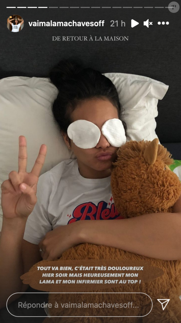Vaimalama Chaves raconte son opération des yeux survenue à Paris via sa story Instagram