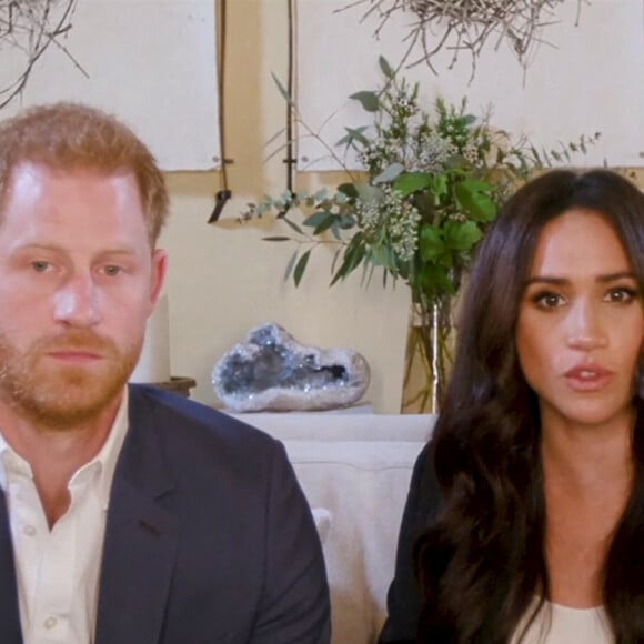 Le prince Harry, duc de Sussex, et Meghan Markle, duchesse de Sussex en interview pour l'émission Engineering A Better World TIME100, le 20 octobre 2020