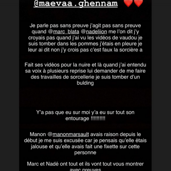 Carla Moreau accusée de sorcellerie par Maeva Ghennam et Manon Marsault - Instagram