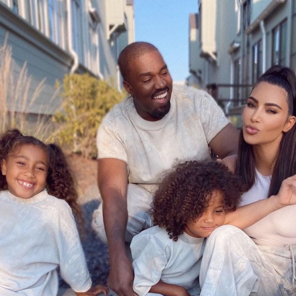 Kim Kardashian, Kanye West et leurs enfants North et Saint. Octobre 2020.