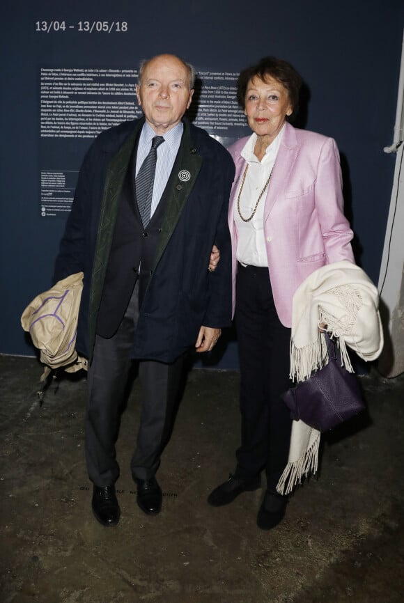 Jacques Toubon et sa femme Lise - Vernissage de l'exposition Georges Wolinski au Palais de Tokyo à Paris, France, le 12 avril 2018. © Marc Ausset-Lacroix/Bestimage