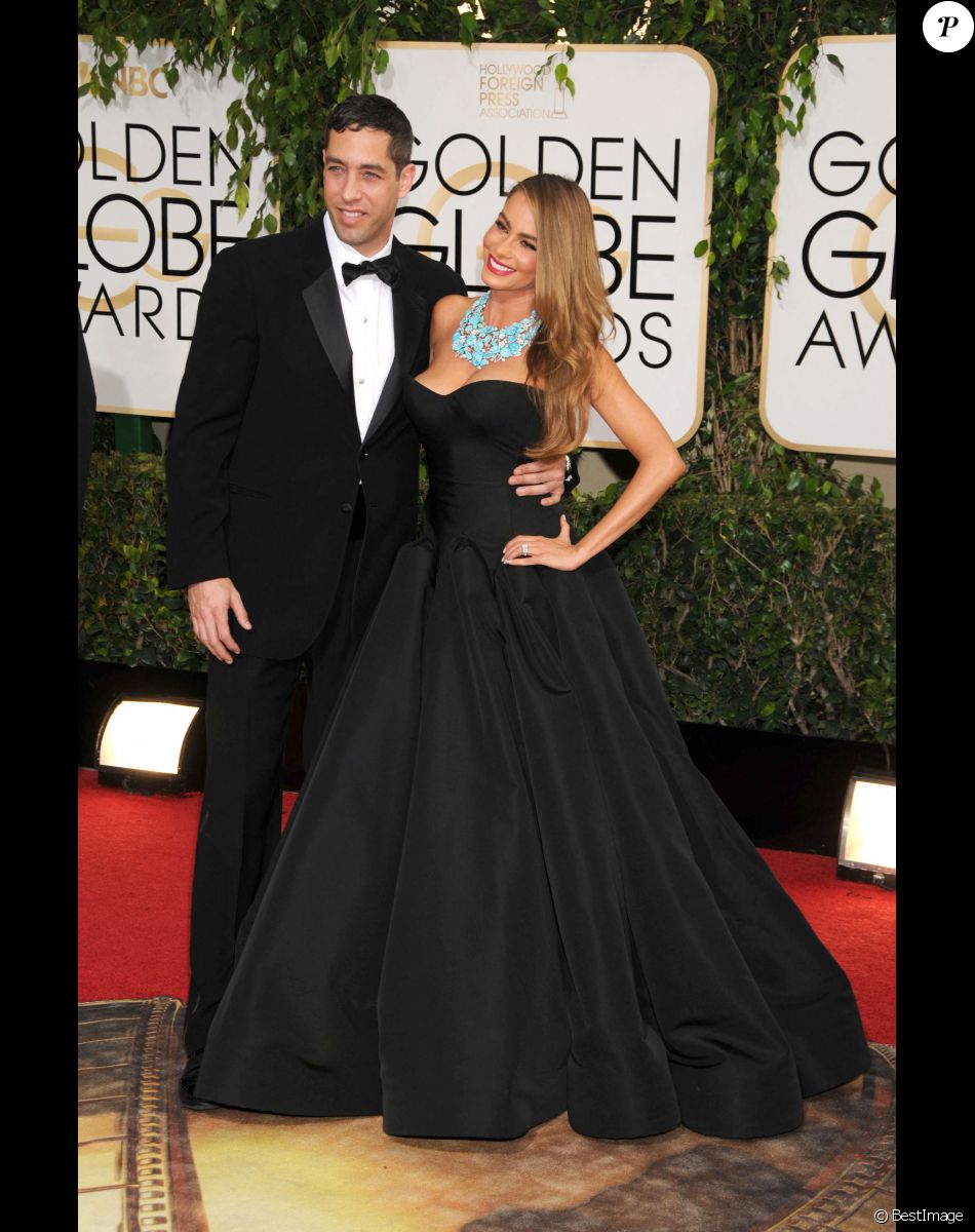 Sofia Vergara et son compagnon Nick Loeb - 71eme ceremonie des Golden Globe Awards au Beverly Hilton Hotel a Beverly Hills, le 12 janvier 2014.