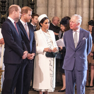 Kate Middleton, le prince William, le prince Harry, Meghan Markle (enceinte de son fils Archie), le prince Charles, lors de la messe en l'honneur de la journée du Commonwealth à l'abbaye de Westminster à Londres.