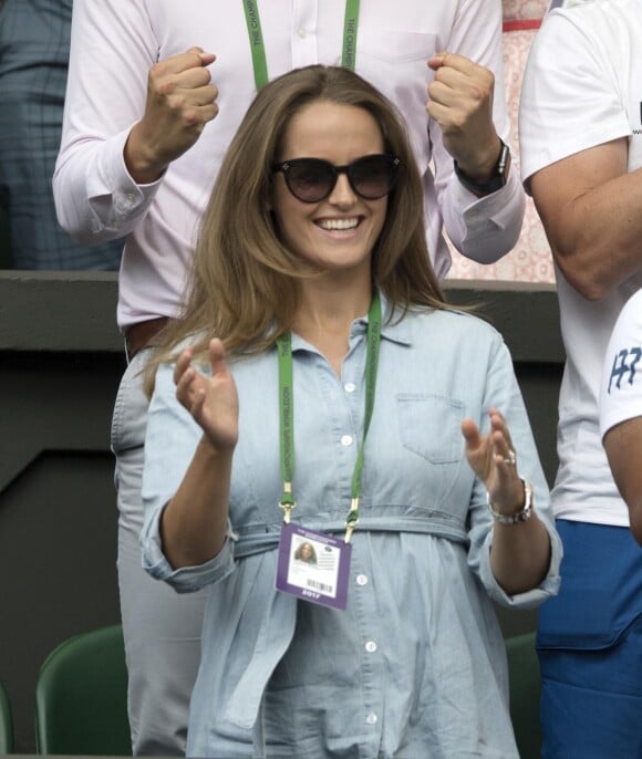 Kim Sears, l'épouse d'Andy Murray, assiste au tournoi de tennis de Wimbledon. Le 10 juillet 2017